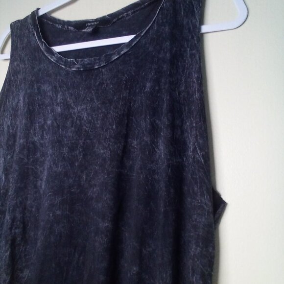 Forever 21 Shirt Juniors L Sleeveless Long Fringe Hem Black Gray - Picture 5 of 12